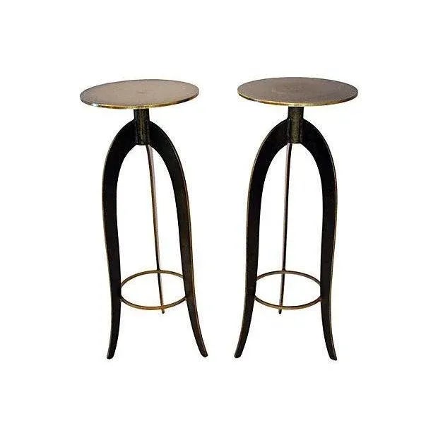 Contemporary Serpentine Forged Brass Sculpture Display Pedestals / Plant Stands, a Pair For Sale - Image 3 of 8