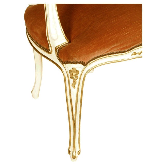 20th Century Louis XV Venetian Ivory Lacquered and Gilt Armchair from Testolini & Salviati, Italy, 1930s For Sale - Image 6 of 11