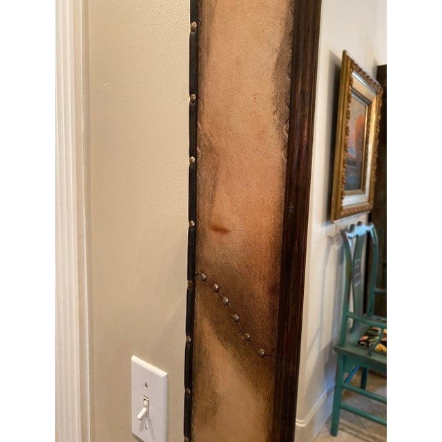 Vintage Hand Crafted Santa Fe Style Leather Mirror With Studs and Conchos For Sale - Image 9 of 13