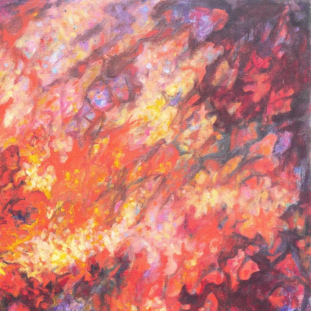 1970s 'Abstract in Coral and Scarlet' by N. Flynn; American School, 1970's For Sale - Image 5 of 9