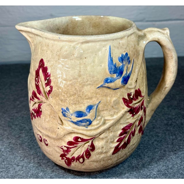 Tan Antique Cartwright Bros Pottery Pitcher & Wash Basin For Sale - Image 8 of 12