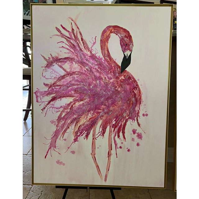 Pop Art Twin Palm Beach Flamingos - Designed by Cheryl P. Kohloff For Sale - Image 3 of 8