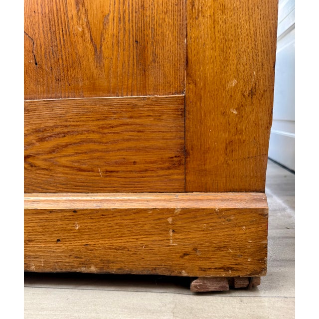 Early 1900s Architectural Oak Display Glass-Front Cabinet on Chest For Sale - Image 12 of 18