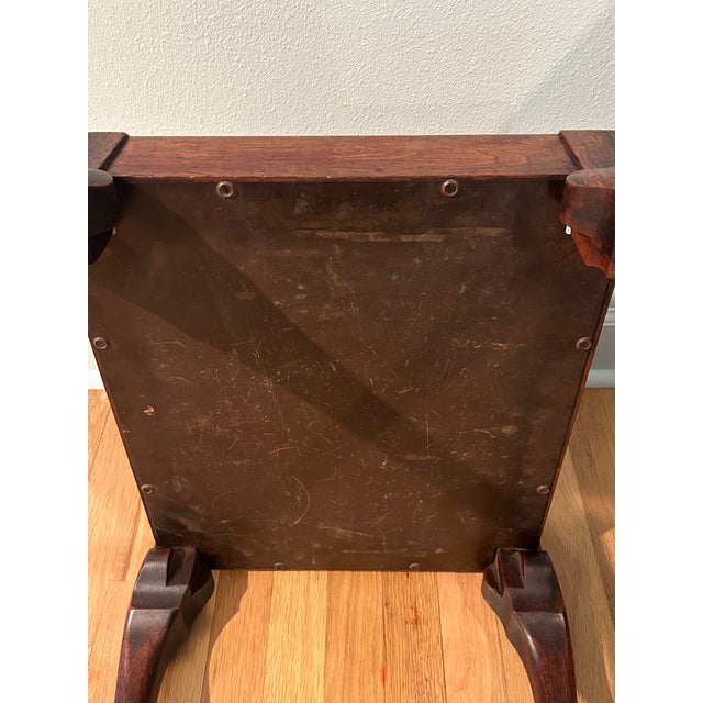 Brown 1940’s Queen Anne Mahogany Upholstered Footstool or Bench With Storage Compartment For Sale - Image 8 of 11