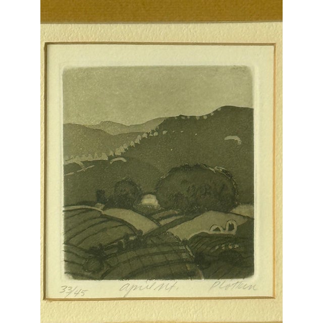 Mid-Century Modern Mid 20th Century Linda Plotkin (Wi b.1938-) Orig. Tonalist Etching 33/45 Signed, Titled "April Mt.", Framed For Sale - Image 3 of 9