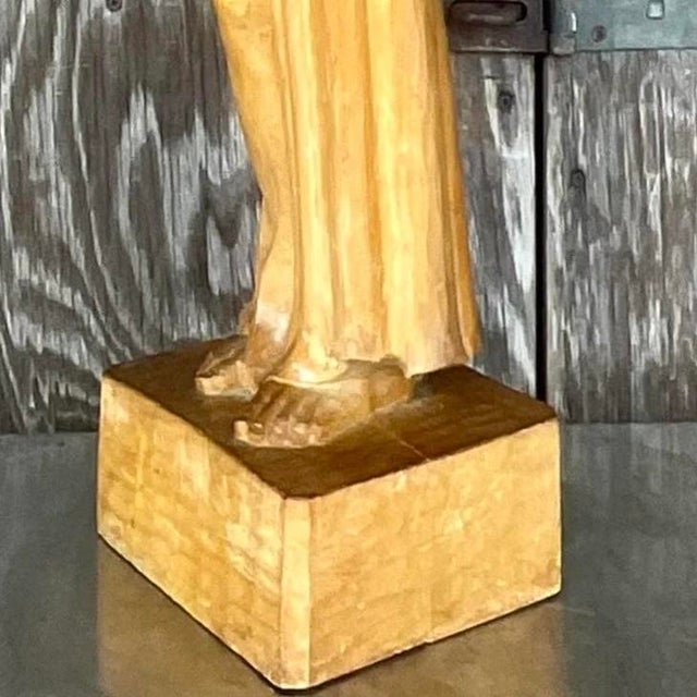 Vintage Boho Carved Sculpture of Woman For Sale - Image 10 of 13