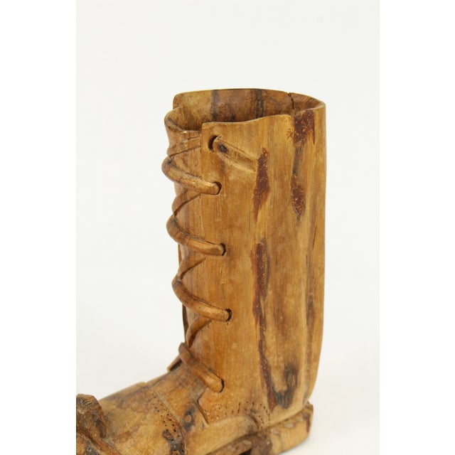 Brown Miniature Novelty Carved Wooden Boot, Mouse Man of London Style For Sale - Image 8 of 12