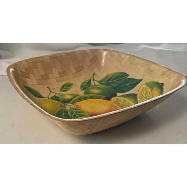 Vintage Citrus Chic Lemon and Lime Woven Bamboo Bowl For Sale - Image 4 of 9