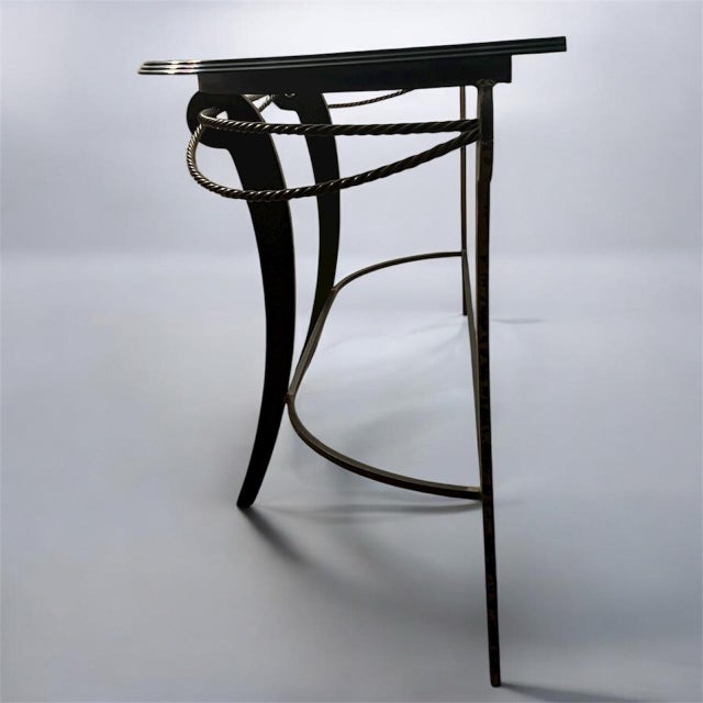 Contemporary Vintage Rope Twist Glass & Metal Console Table For Sale - Image 3 of 10