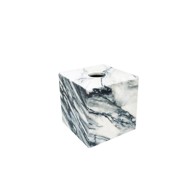 Square Tissue Box Cover in Paonazzo Marble For Sale - Image 3 of 6