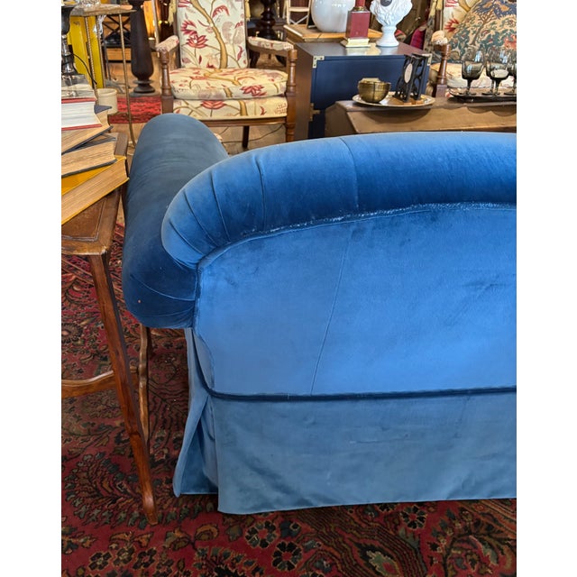 Vintage Velvet Cobalt Blue Sofa For Sale - Image 10 of 10