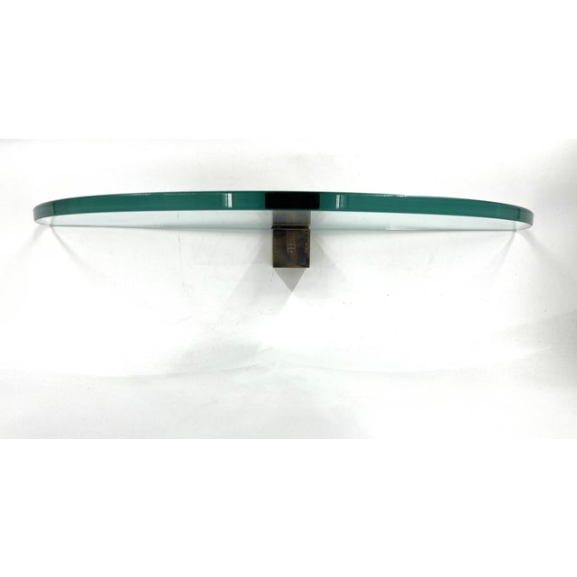 Hollywood Regency Wall-Mounted Shelf in Brass and Glass from Peter Ghyczy, 1970s For Sale - Image 3 of 10