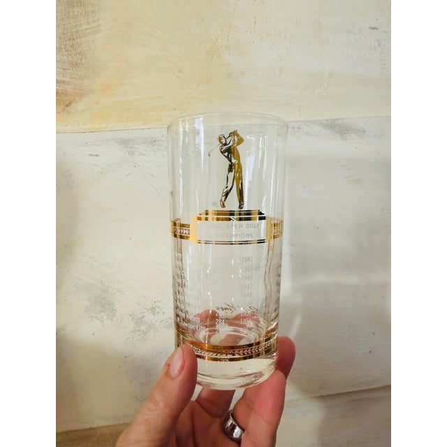 Vintage 1950s Sport Kings Gold Highball Glasses Set of 5 Collectible Sports Barware For Sale - Image 9 of 10