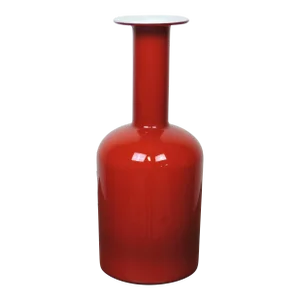 1970s Otto Brauer Danish Modern Red & White Cased Glass Gulvvase for Holmegaard