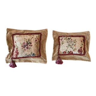 Vintage 1940s French Aubusson Pillows- Set of 2 For Sale