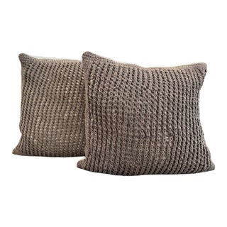 Revelation by Uttermost Chunky Cotton Knit Throw Pillows, Pair For Sale