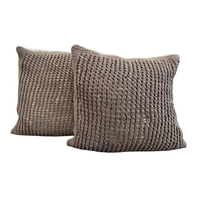 Revelation by Uttermost Chunky Cotton Knit Throw Pillows, Pair For Sale