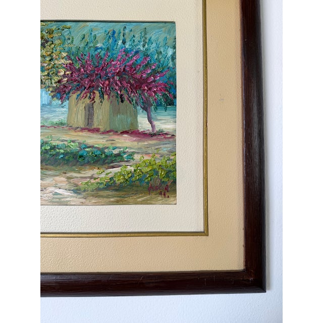 Vintage Impressionist Countryside Landscape Oil on Masonite Painting, Signed and Framed For Sale - Image 9 of 12