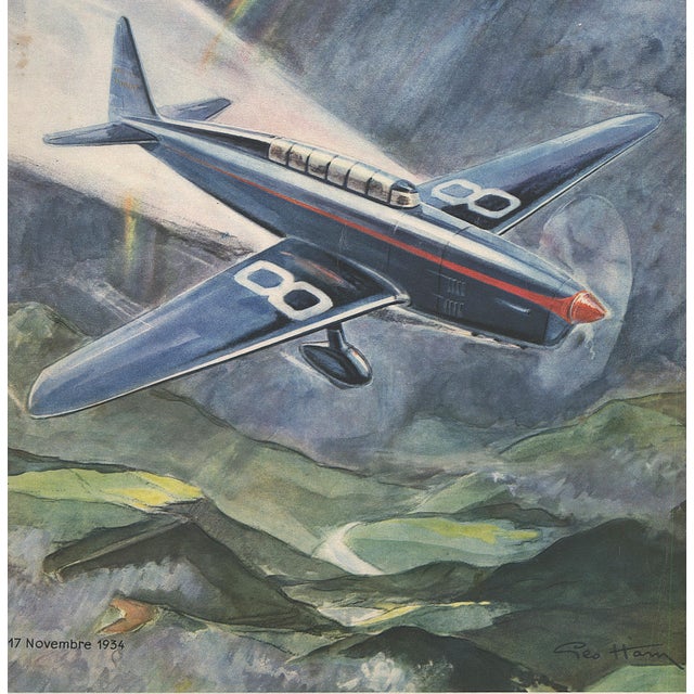 1934 French l'Illustration Magazine Cover Art-Airplane Geo Ham, Matted For Sale - Image 4 of 5