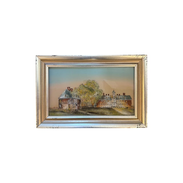 Celebrate classic American academia with this charming set of two mid-century reverse paintings on glass, featuring iconic...