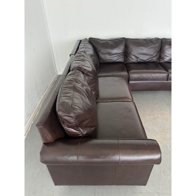 Animal Skin Pottery Barn Comfort Roll Arm Sectional For Sale - Image 7 of 12