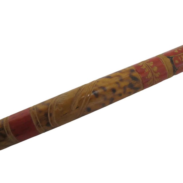 Antique Tijuana Mexico 1932 Aztec Native Painted Wood Walking Stick Cane For Sale - Image 9 of 13