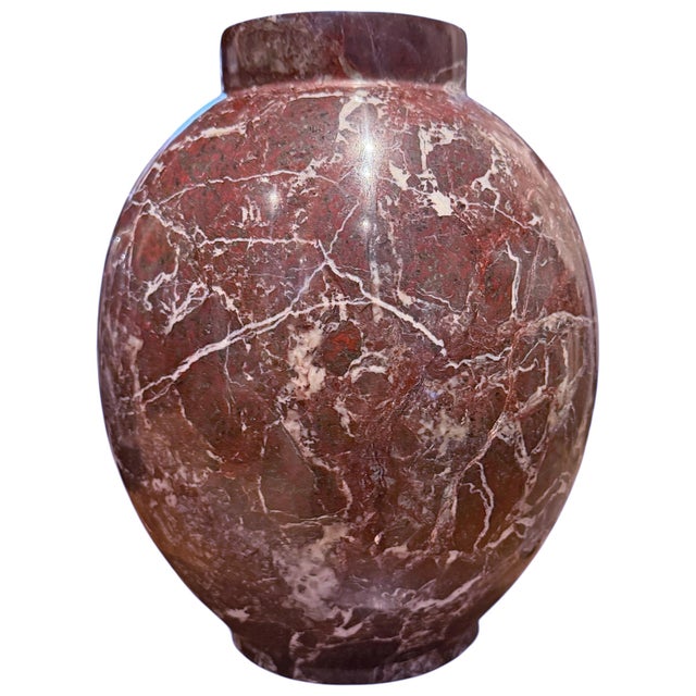 Contemporary Pair of Red Marble Vases For Sale - Image 3 of 16