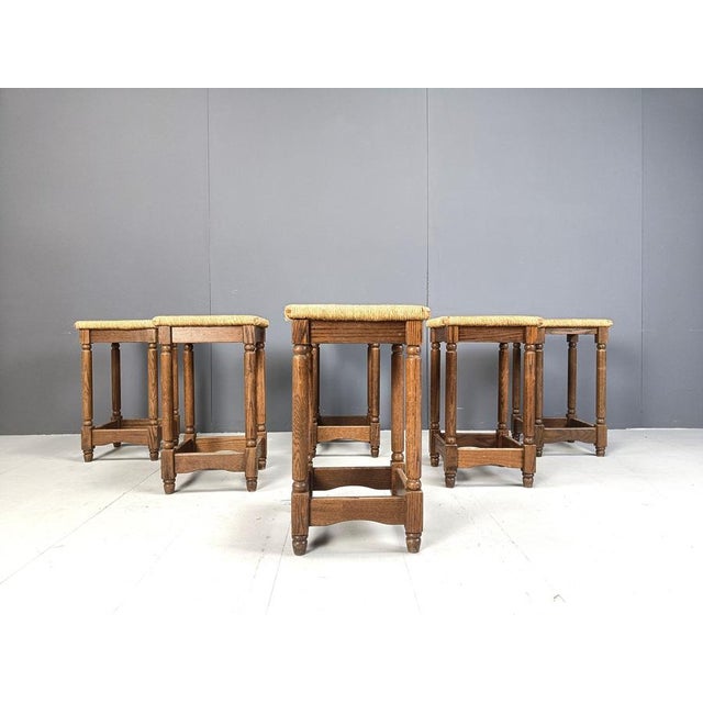 1960s Vintage Wicker Bar Stools, 1960s, Set of 6 For Sale - Image 5 of 10