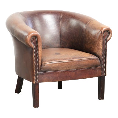 Vintage Sheepskin Club Armchair For Sale