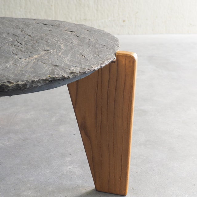 Brutalist Slate and Pine Side Tables, 1970s, Set of 2 For Sale - Image 11 of 18