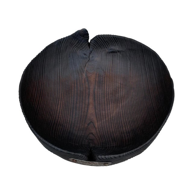 Black Large Japanese Yakisugi Bowl For Sale - Image 8 of 13