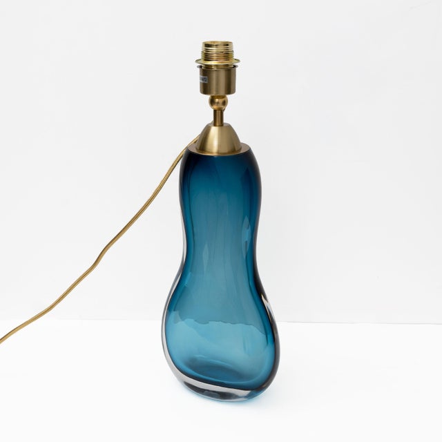 Mid-Century Modern Italian Blue Murano Sommerso Glass Table Lamps, 2000, Set of 2 For Sale - Image 6 of 8