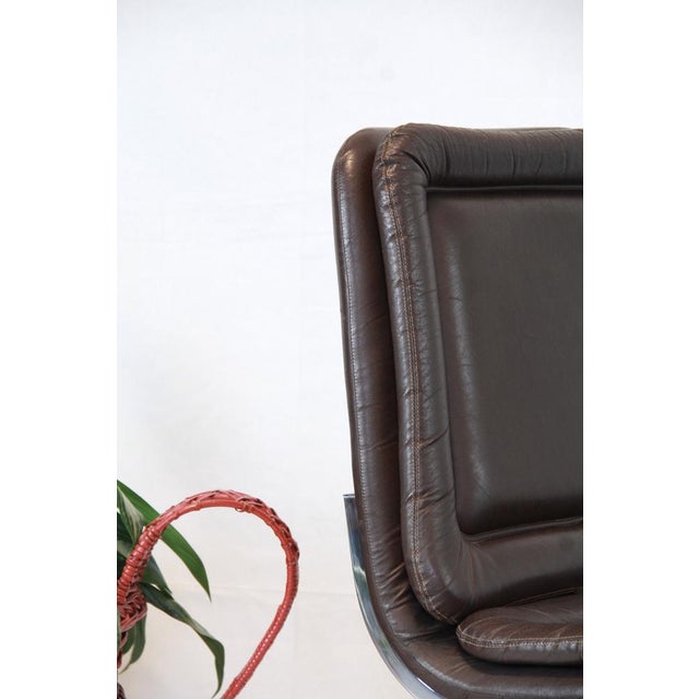 Vintage Italian Space Age Leather and Chrome Chairs by Arturo E. Lino, Italy, 1970s, Set of 2 For Sale - Image 12 of 16