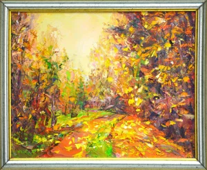 Autumn in the Forest.Modern Original Painting.