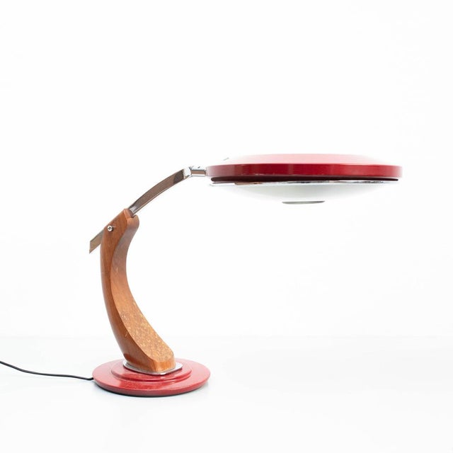 Fase Aluminum & Wood Table Lamp, 1960s For Sale - Image 6 of 18