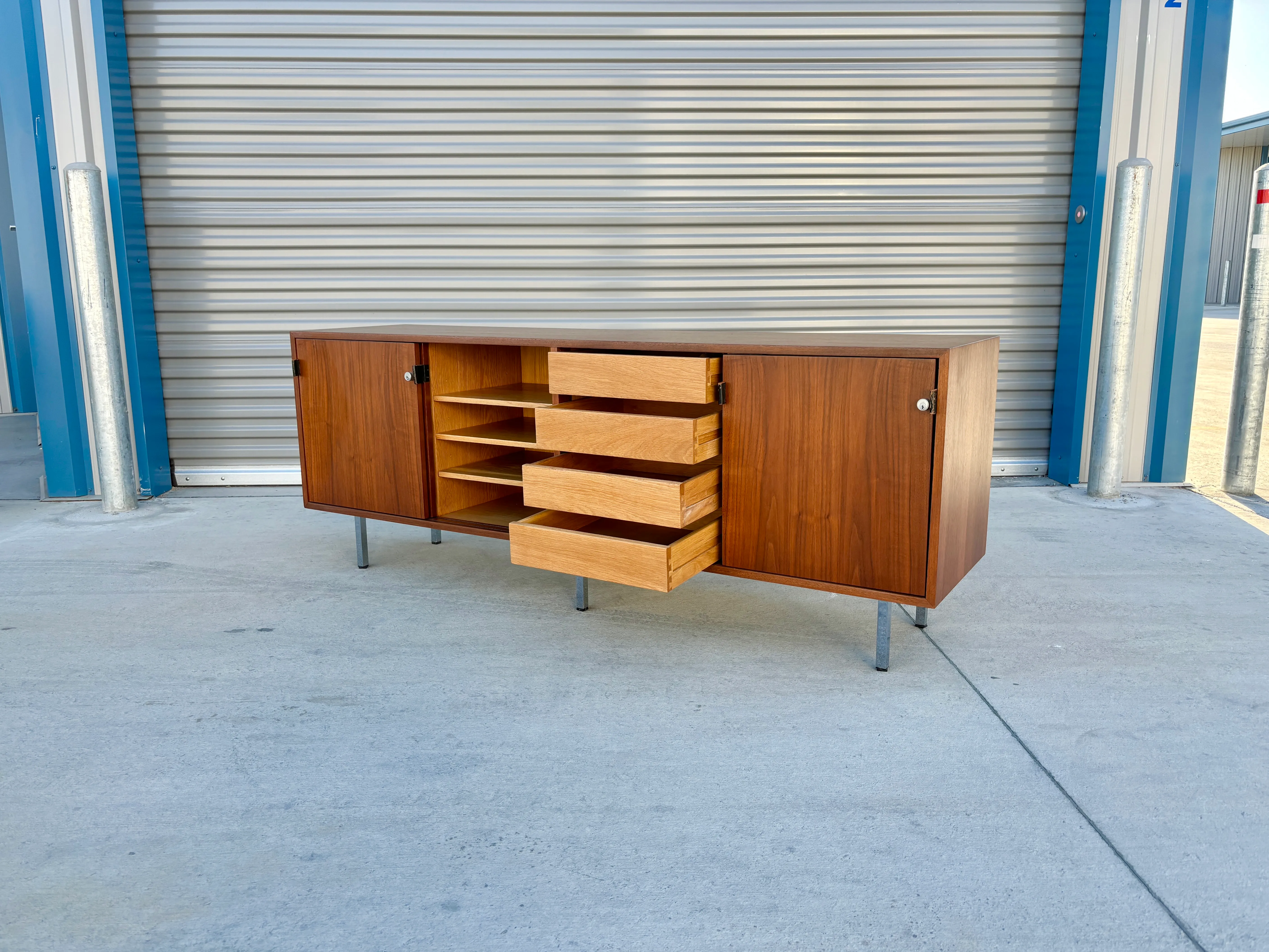 1950s Mid Century Walnut Credenza by Florence Knoll | Chairish