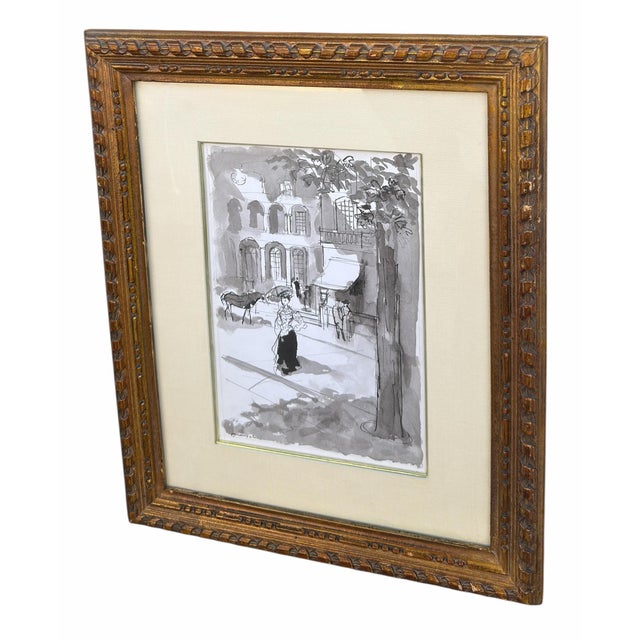 Expressionism Rare Original Emilio Grau Sala Parisian Street Watercolor Painting - Joanna Carson Estate For Sale - Image 3 of 4