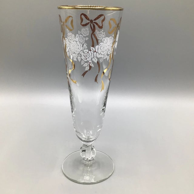 Libbey Glass Co. Celebration Champagne Flutes by Libbey -Set of 6 For Sale - Image 4 of 13
