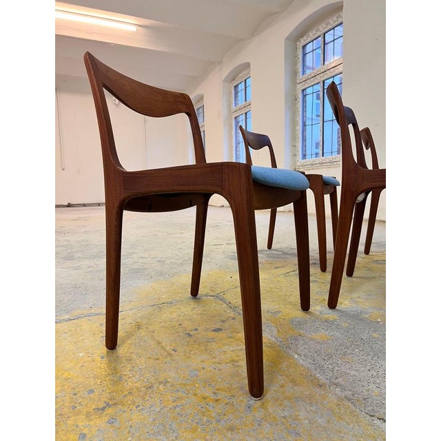 Light Blue Upholstered Teak Chairs by Vilhelm Wohlert for Poul JeppesensMöbelfabrik, 1956, Set of 4 For Sale - Image 5 of 11