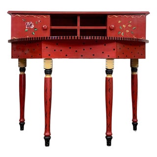 Vintage 1990s Hand-Painted Stonehouse Farm Goods Demilune Desk or Console For Sale