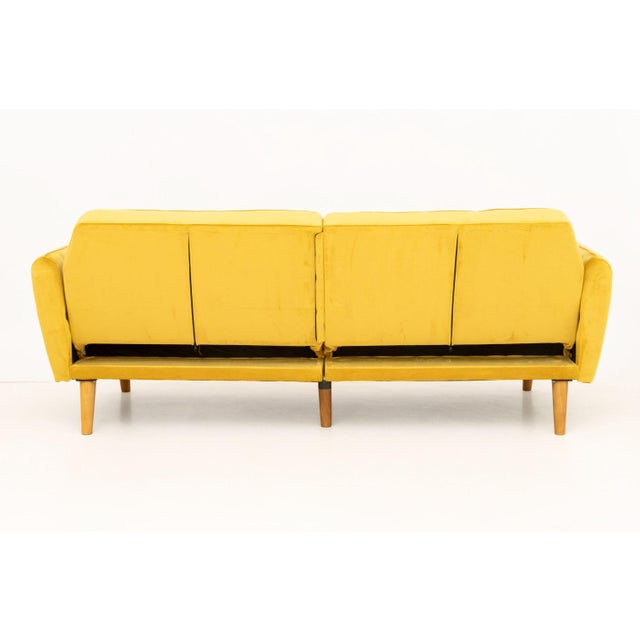 Yellow Contemporary Yellow Velvet Upholstered Convertible Sofa For Sale - Image 8 of 8
