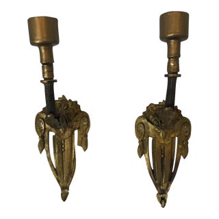 Antique French Brass Sconces - a Pair For Sale