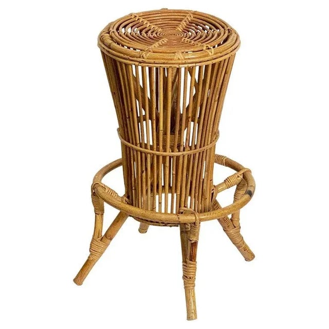 Italian Stool of Rattan and Bamboo From the Mid-20th Century For Sale - Image 13 of 13