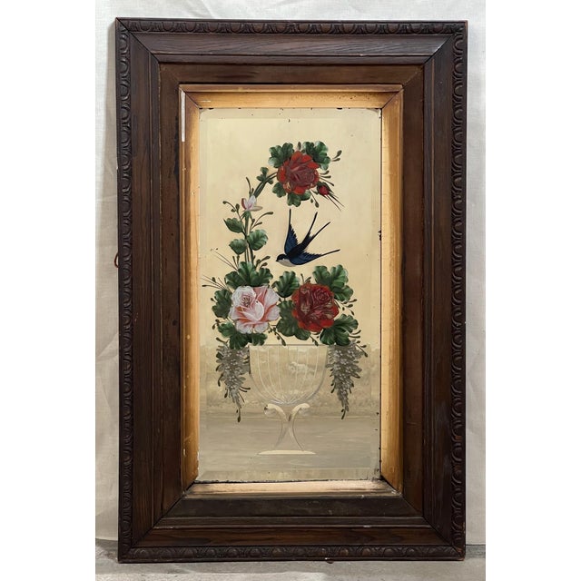 Silver 19th Century Pair of Victorian Reverse Painted and Cut Glass Framed Mirrors For Sale - Image 8 of 10
