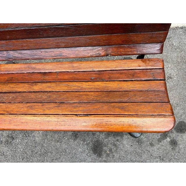 19th Century Antique Folding Wood Bench With Cast Iron Base For Sale In Washington DC - Image 6 of 11