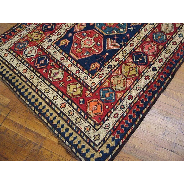 Tribal 1930s Blue Navy Geometric Tribal Antique Persian Kurdish Rug 4'2" X 9'10" Handknotted Wool Carpet For Sale - Image 3 of 5