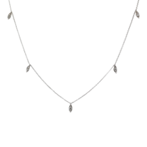 18k(750) White Gold Natural Diamond Marquise Shape Pendant Necklace With Chain