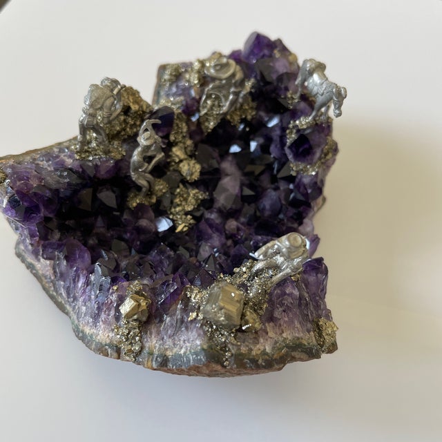 Amethyst 1980s Art Deco Amethyst with Sterling Silver Miners & Donkey Scene For Sale - Image 8 of 13