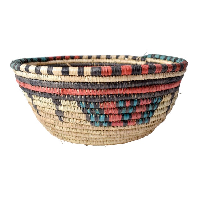 Early 20th Century Hausa Grass Basket Bowl Nigeria 10 Inch For Sale