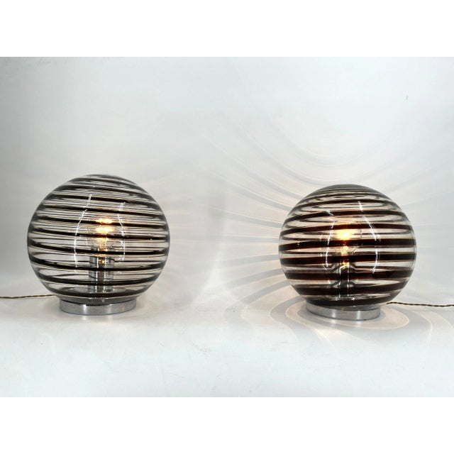 Murano Glass Swirl Table Lamps, 1970s, Set of 2 For Sale - Image 4 of 12